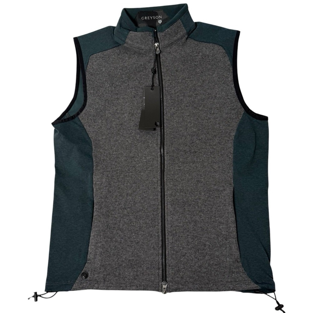 Greyson Sequoia Lux Vest Mens Small Forest Grey Full Zip Performance Golf New